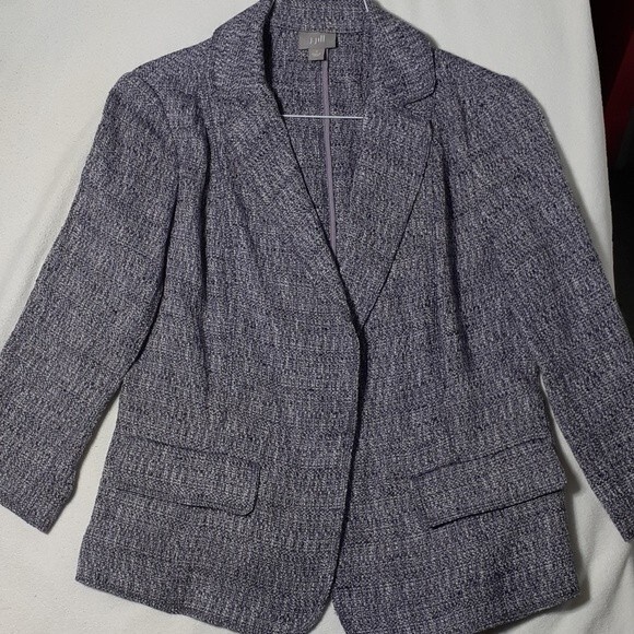 J.Jill Blazer dark purple navy gray tones 6 small s jacket dark academia top - Picture 1 of 8